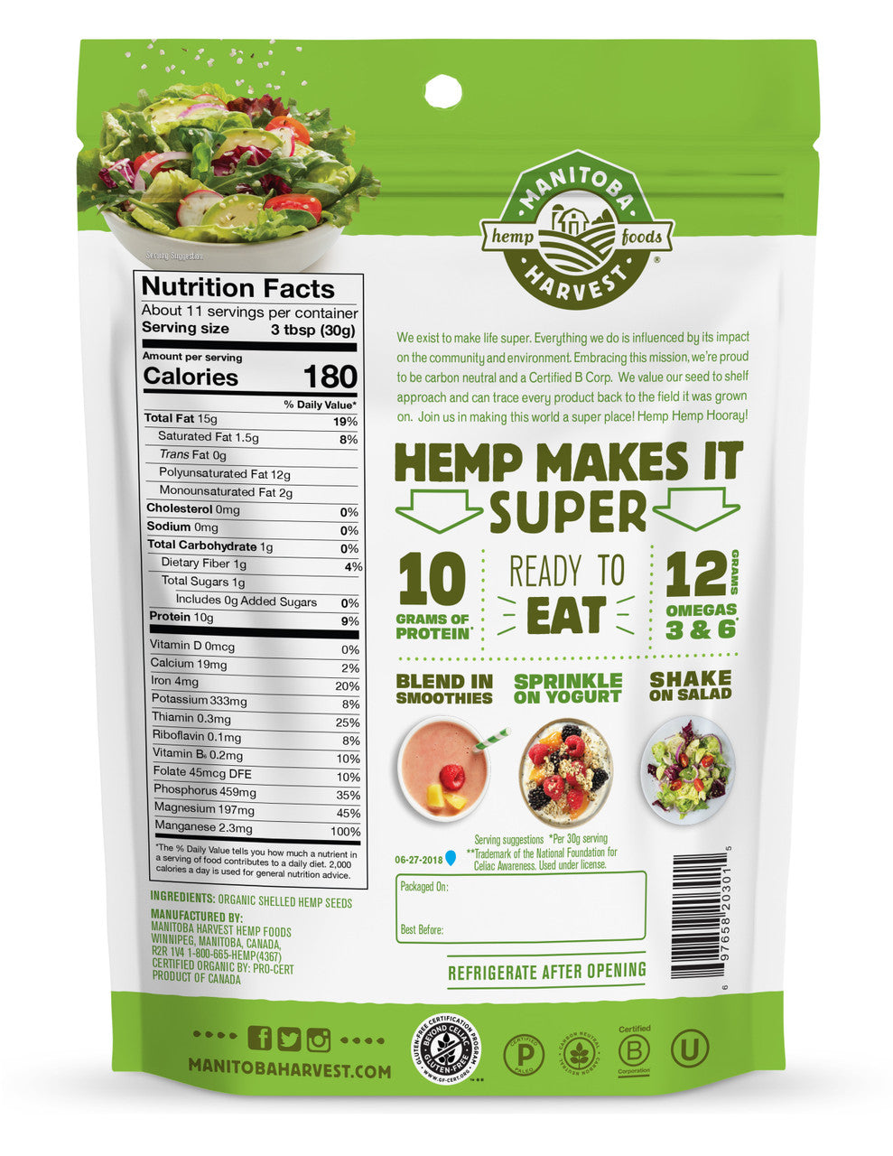 Manitoba Harvest Organic Hemp Seed Nut (1x12 Oz)-1