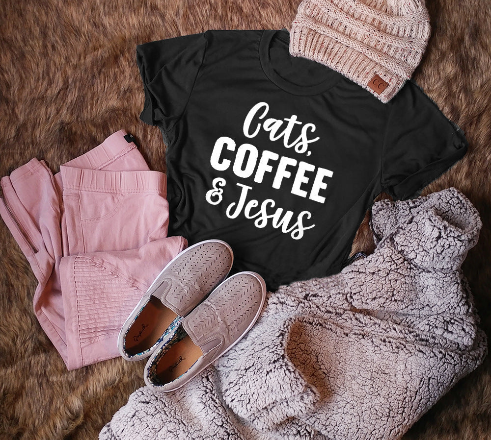 Cats & coffee &Jesus - Cats & Books &Tea Fur Mama T shirt Gift For Cats Lover Dog Mom Shirt - Cats Mom Sweater - Cats Mom Gift -Cats  Lover-0