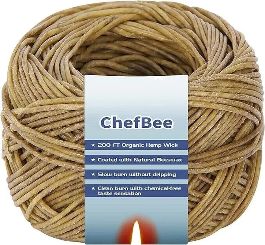 200 FT 100% Organic Hemp Wick, Hemp Wick Well Coated Natural Beeswax for Hemp Wi