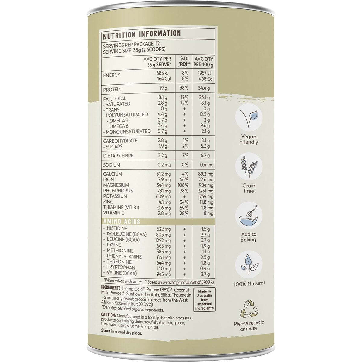 ESSENTIAL HEMP Organic Hemp Protein Natural - 420G