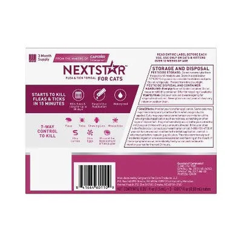 Nextstar Flea and Tick Prevention for Cats - over 3.5Lbs/3Ct